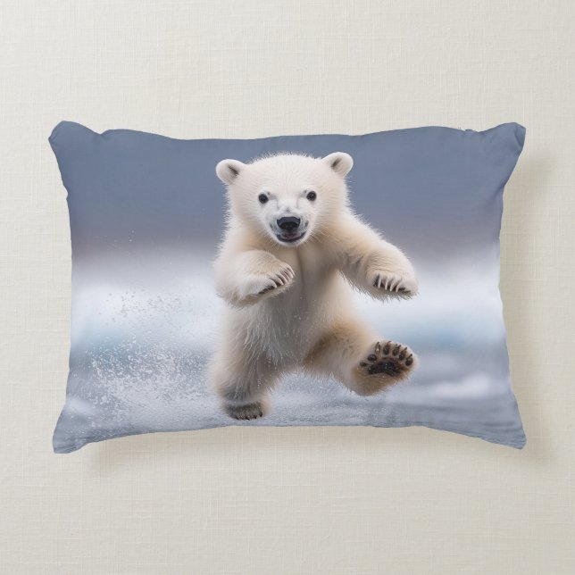 Funny Polar Bear Cub Accent Pillow (Front)