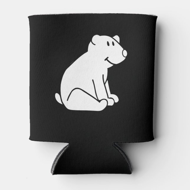 Funny Polar Bear Drawing Animal Lover Can Cooler (Front)