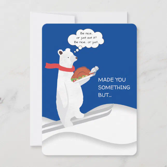 Funny polar bear from the kitchen of Christmas Holiday Card Zazzle