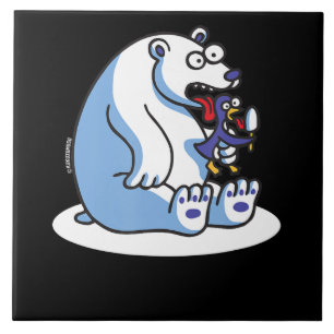 Funny Polar Bear Penguin Ice Cream Animal Lover Ceramic Tile