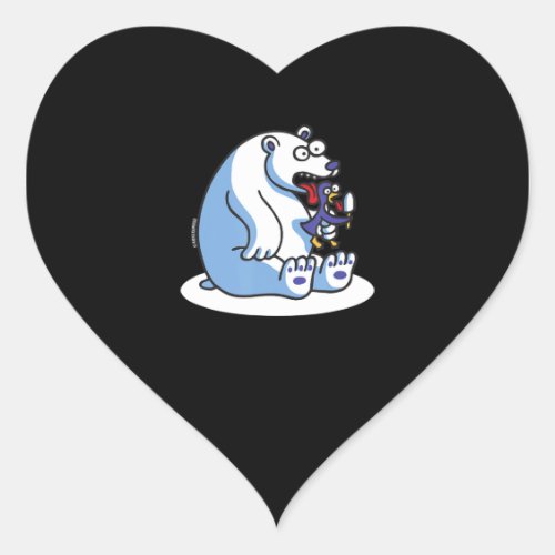 Funny Polar Bear Penguin Ice Cream Animal Lover Heart Sticker