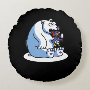 Funny Polar Bear Penguin Ice Cream Animal Lover Round Pillow