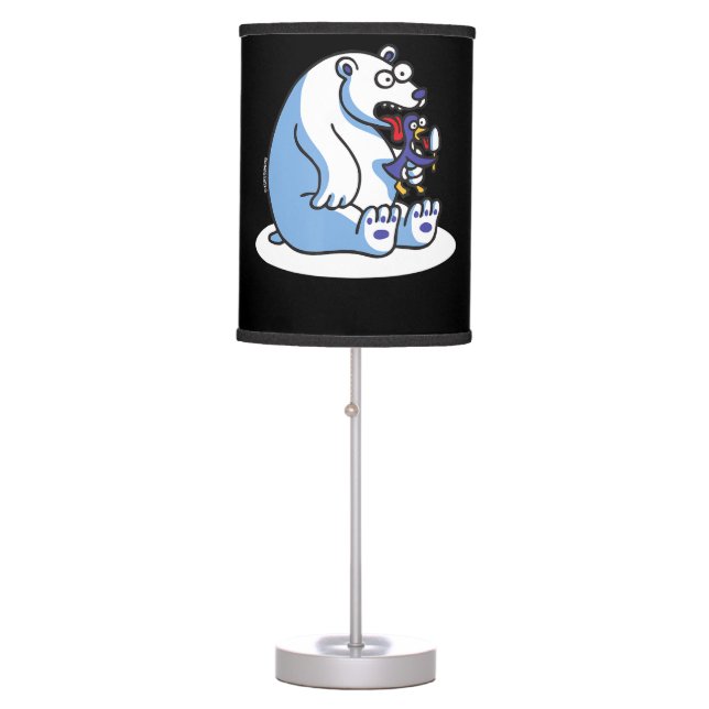 Funny Polar Bear Penguin Ice Cream Animal Lover Table Lamp (Front)