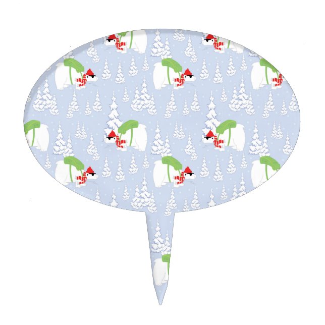 funny polar bear santa cake topper (Front)