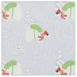 funny polar bear santa fabric
