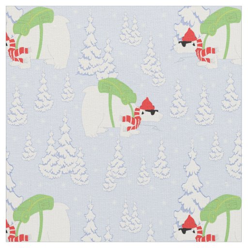 funny polar bear santa fabric