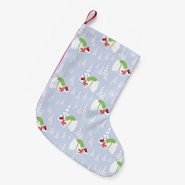 funny polar bear santa small christmas stocking (Front (Hanging))
