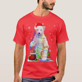 Funny Polar bear Tree Christmas Lights Xmas Pajama T-Shirt