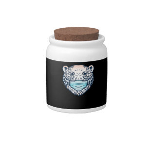 Funny Polar Bear Wearing A face Mask Animal Lover Candy Jar