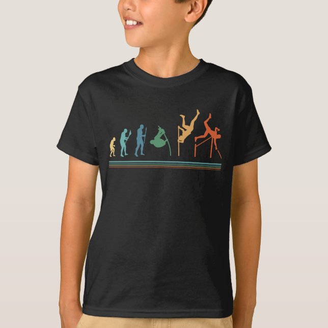 Funny Pole Vaulting Evolution Pole Vaulter T-Shirt (Front)
