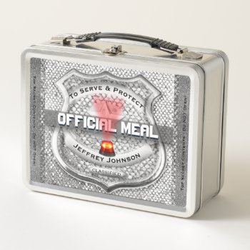 Funny Police Badge Metal Lunch Box by AZEZcom at Zazzle