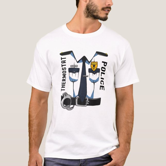 Funny Police Costume, Father's Day Cute Thermostat T-Shirt (Front)