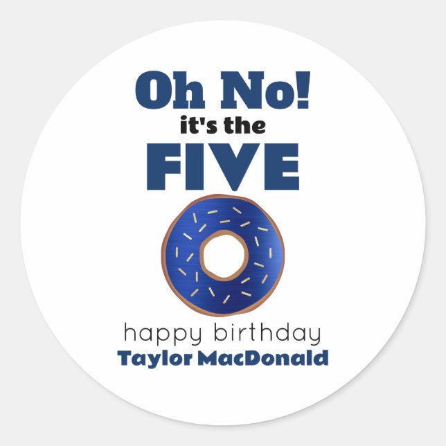 Funny Police Donut 50th Birthday Classic Round Sticker (Front)