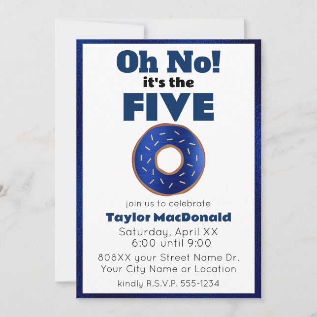 Funny Police Donut 50th Birthday Invitation (Front)
