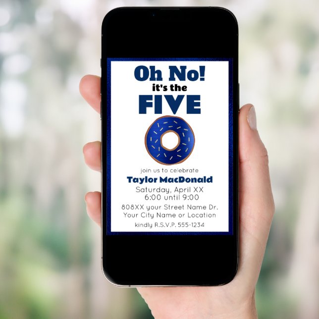 Funny Police Donut 50th Birthday Invitation (Front Digital)