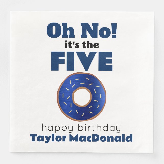 Funny Police Donut 50th Birthday Paper Dinner Napkins (Front)