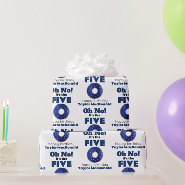 Funny Police Donut 50th Birthday Wrapping Paper (Party Gifts)