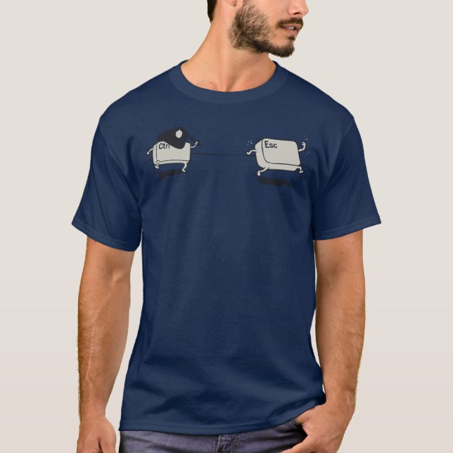 Funny Police Humor - Ctrl Chasing Esc Key T-Shirt (Front)