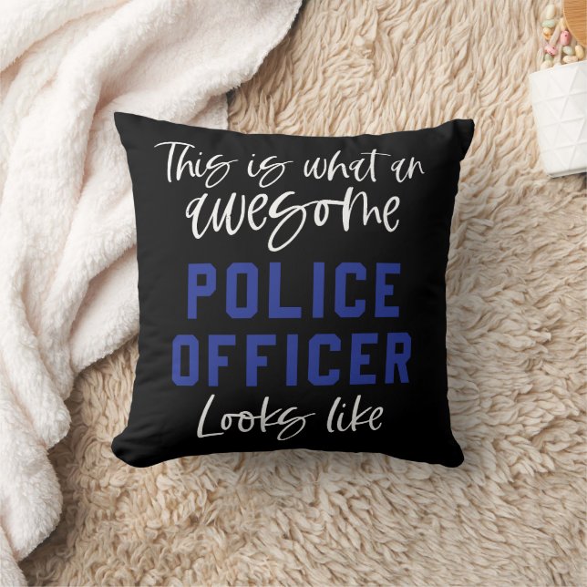 Funny Police Officer Awesome Police Officer Throw Pillow (Blanket)