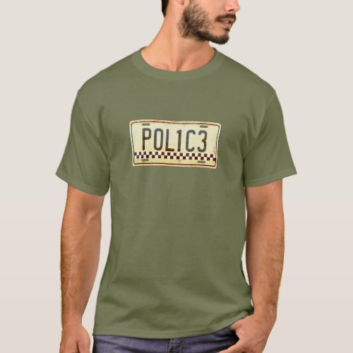Funny Police Officer Car License Plate Graphic T_Shirt