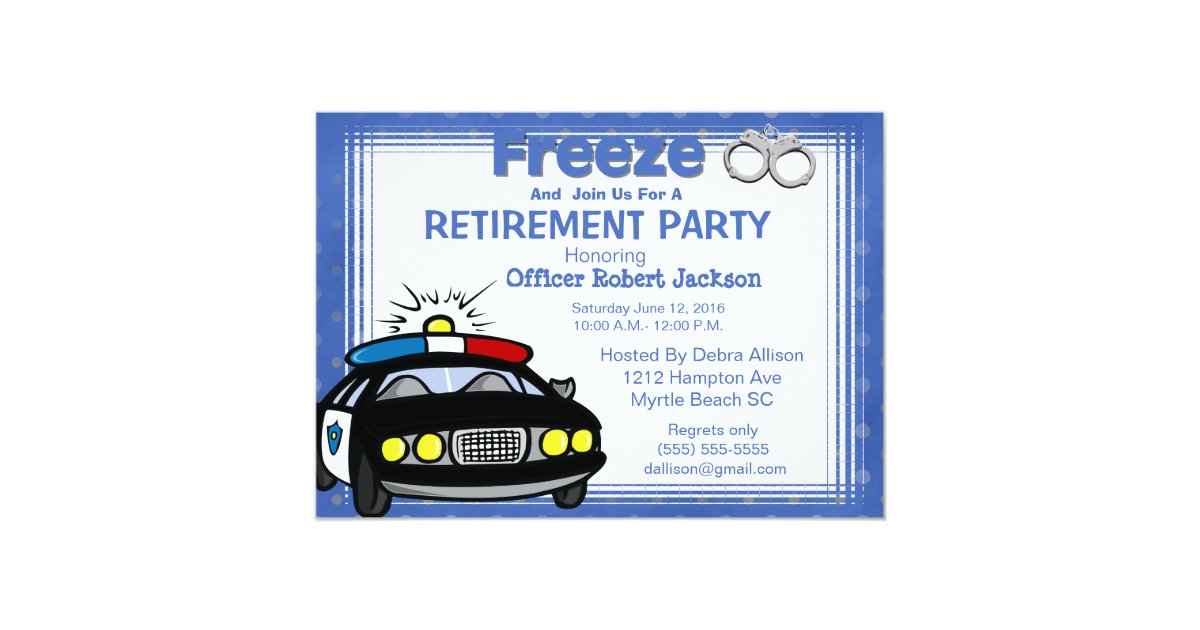 Funny Police Officer Retirement Invitation | Zazzle