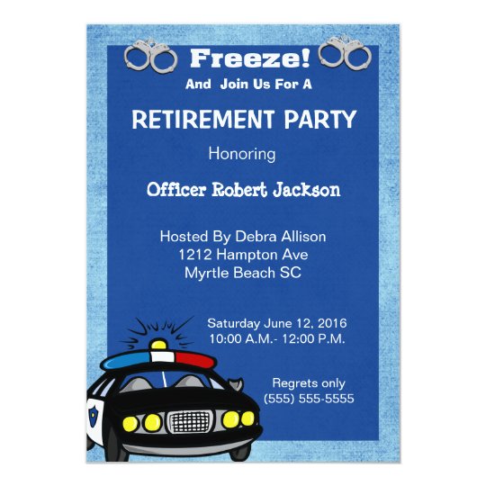 funny police officer retirement invitation zazzle com surprise retirement party invitations
