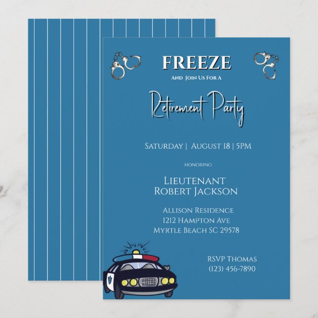 Funny Police Officer Retirement Invitation (Front/Back)