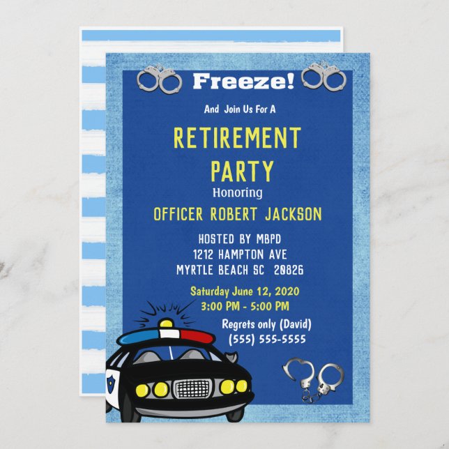 Funny Police Officer Retirement Invitation (Front/Back)