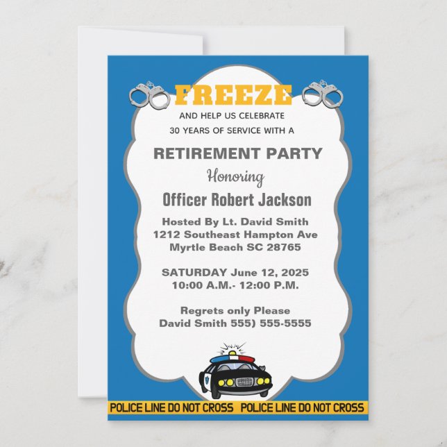 Funny Police Officer Retirement Party Invitation (Front)