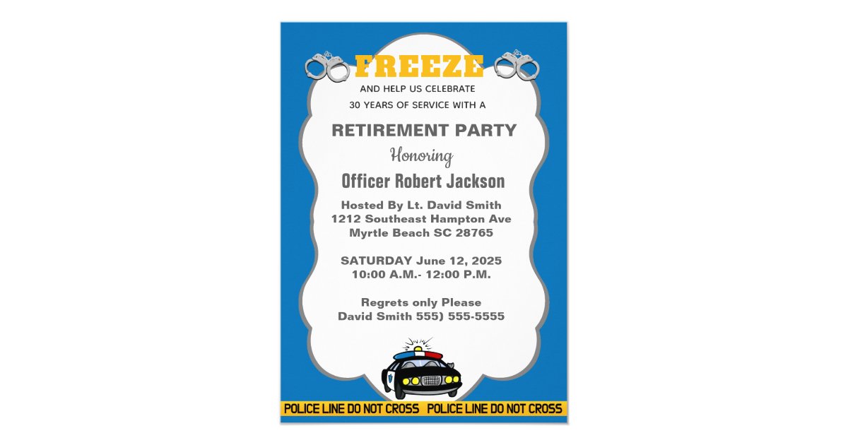 Funny Police Officer Retirement Party Invitation | Zazzle.com