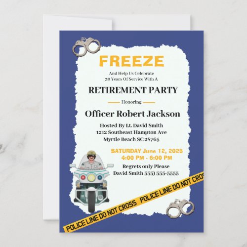 Funny Police Officer Retirement Party Invitation