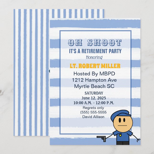 Funny  Police Officer Retirement Party Invitation (Front/Back)