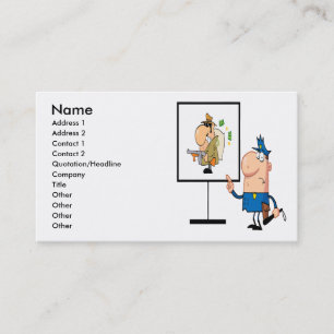 funny police officer showing ganster suspect business card