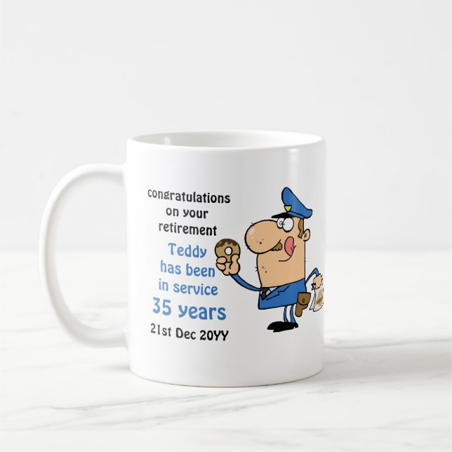 Funny Police Officers Retirement Mug Personalized (Left)
