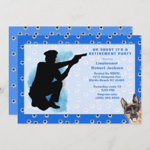 Funny Police Oh Shoot Bullet Holes Retirement   Invitation