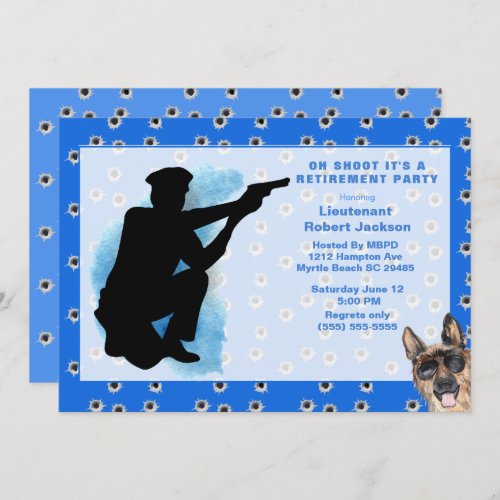  Funny Police Oh Shoot Bullet Holes Retirement   Invitation