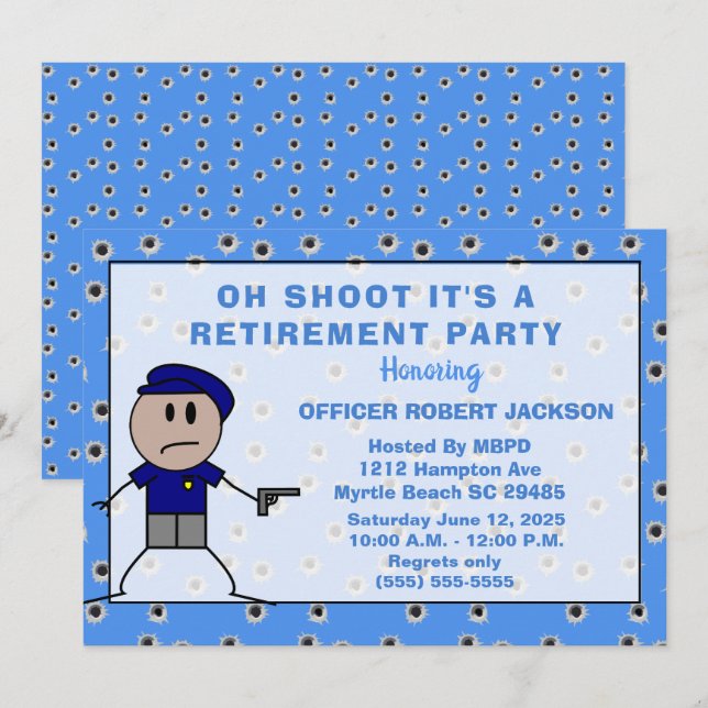 Funny Police Oh Shoot Retirement Invitation (Front/Back)
