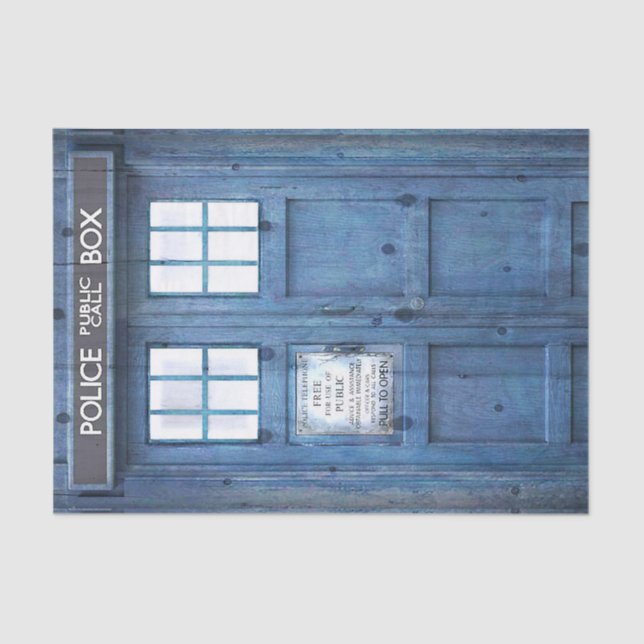 Funny Police phone Public Call Box Tissue Paper (Front)