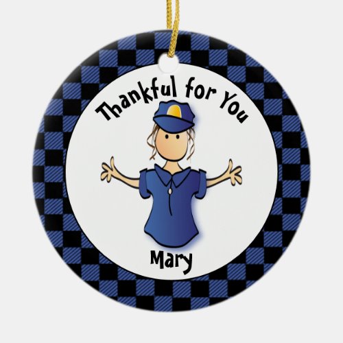 Funny Policewoman Gift _ Funny Police Officer Idea Ceramic Ornament