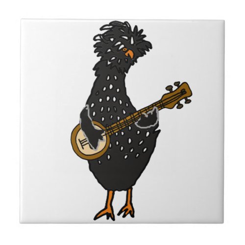 Funny Polish Chicken Playing Banjo Art Tile
