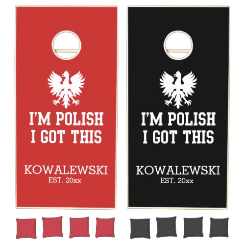 Funny Polish Falcon Poland Heritage Family Cornhole Set