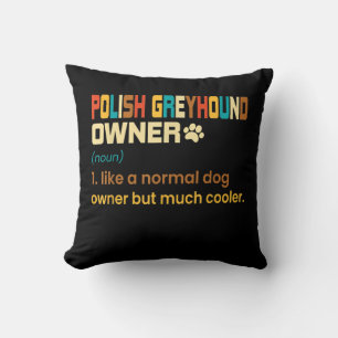 Funny Polish Greyhound Vintage Retro Dog Mom Dad G Throw Pillow