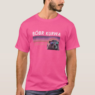 Funny Polish Kurwa Biber Retro Synthwave Style T-Shirt