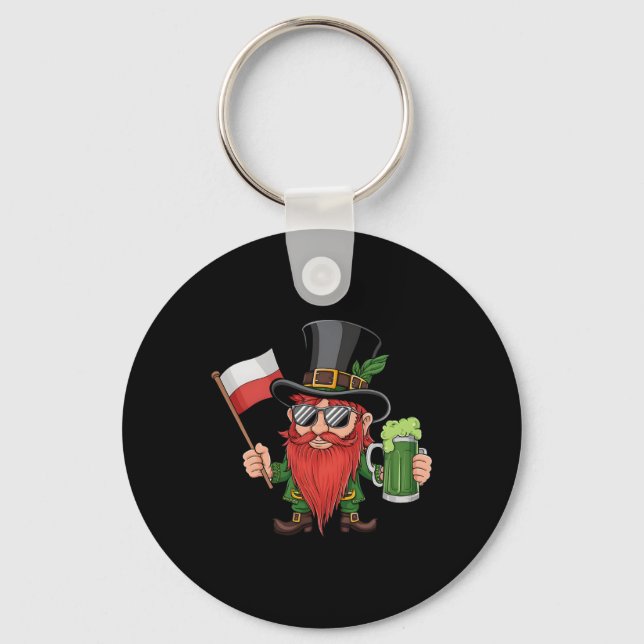 Funny Polish St. Patrick's Day Poland Flag  Keychain (Front)