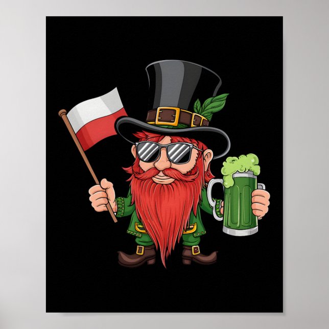 Funny Polish St. Patrick's Day Poland Flag  Poster (Front)