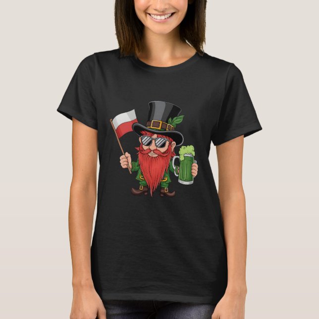 Funny Polish St. Patrick's Day Poland Flag  T-Shirt (Front)