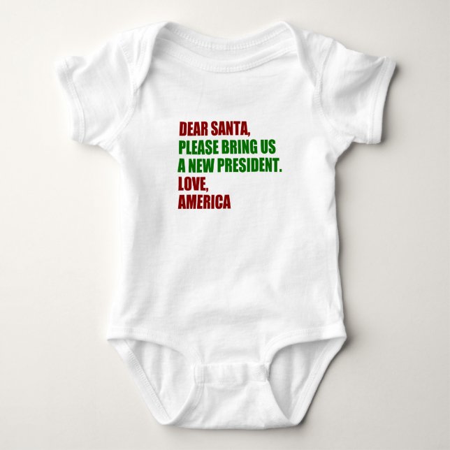 Funny Political Christmas Dear Santa Cute Baby Bodysuit (Front)