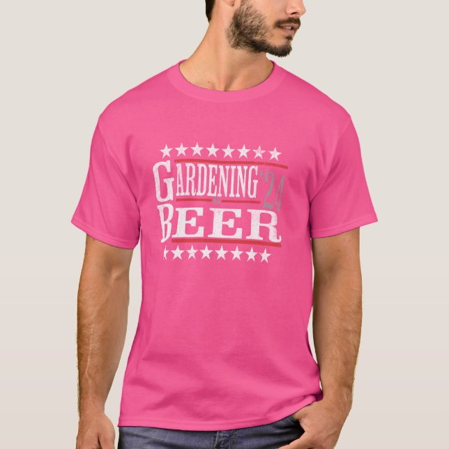 Funny Political Election Gardening and Beer Humor T-Shirt (Front)