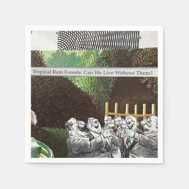 Funny Political Joke Forest Climate Change Satire Napkins (Front)