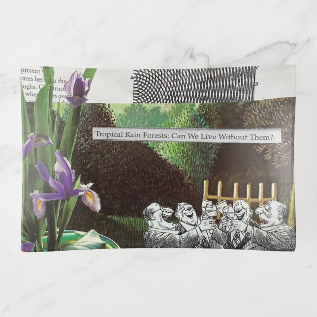 Funny Political Joke Forest Climate Change Satire Trinket Tray (Front)